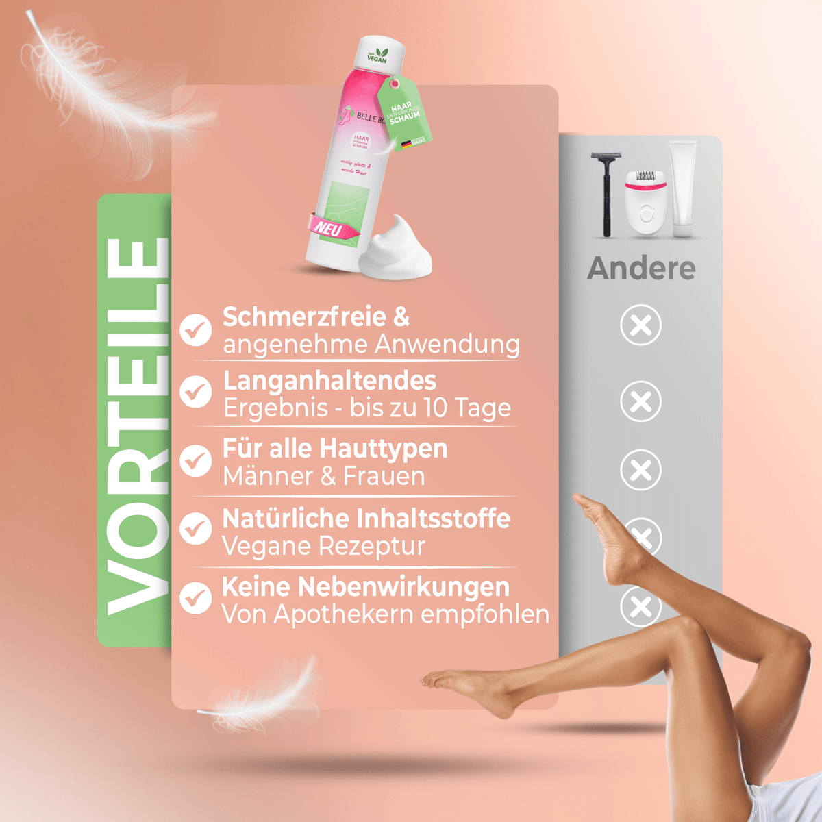 Schiuma depilatoria Belle Body per baffetti femminili
